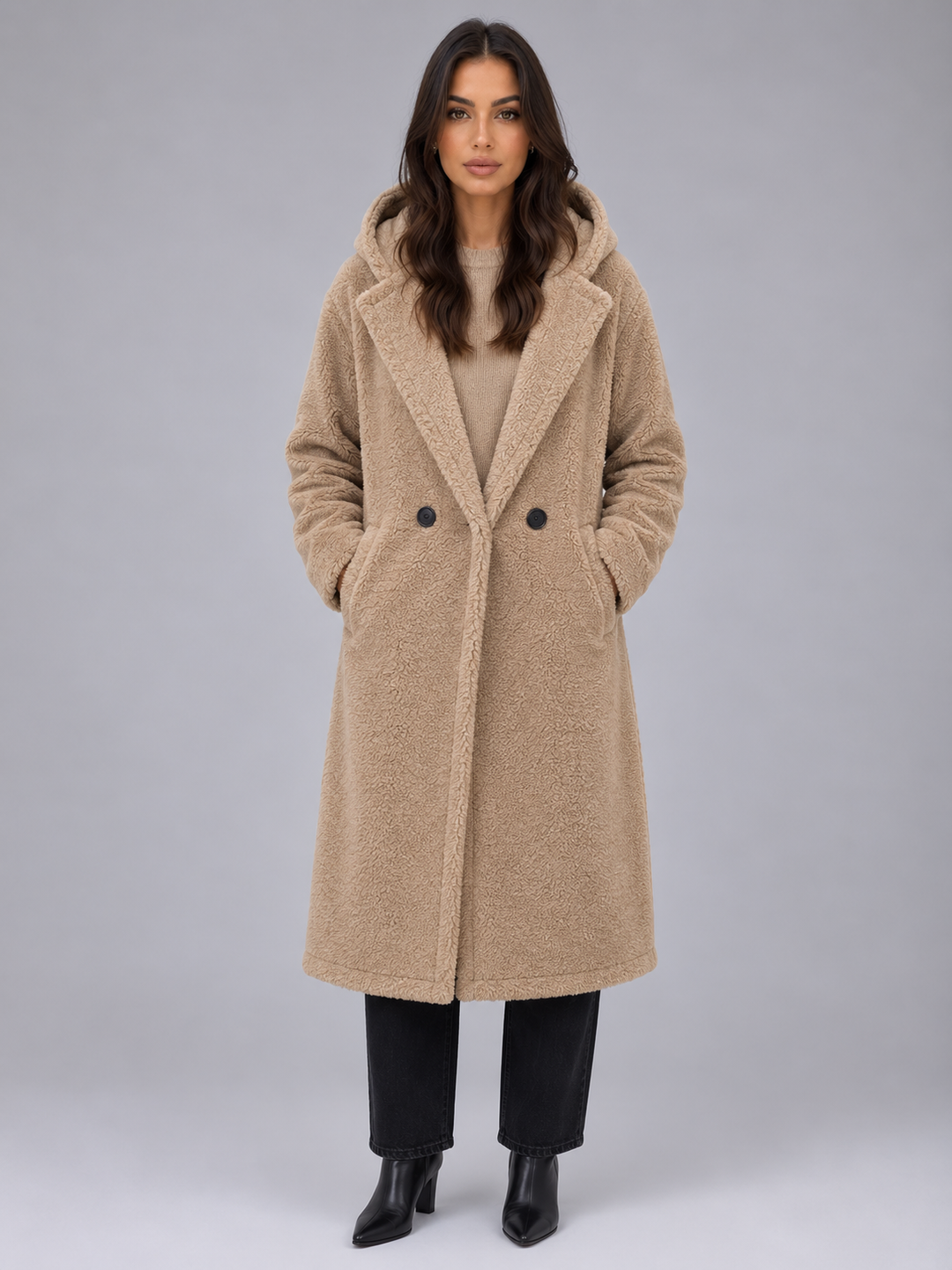 Ada | Effortless Oversized Hooded Faux Fur Coat