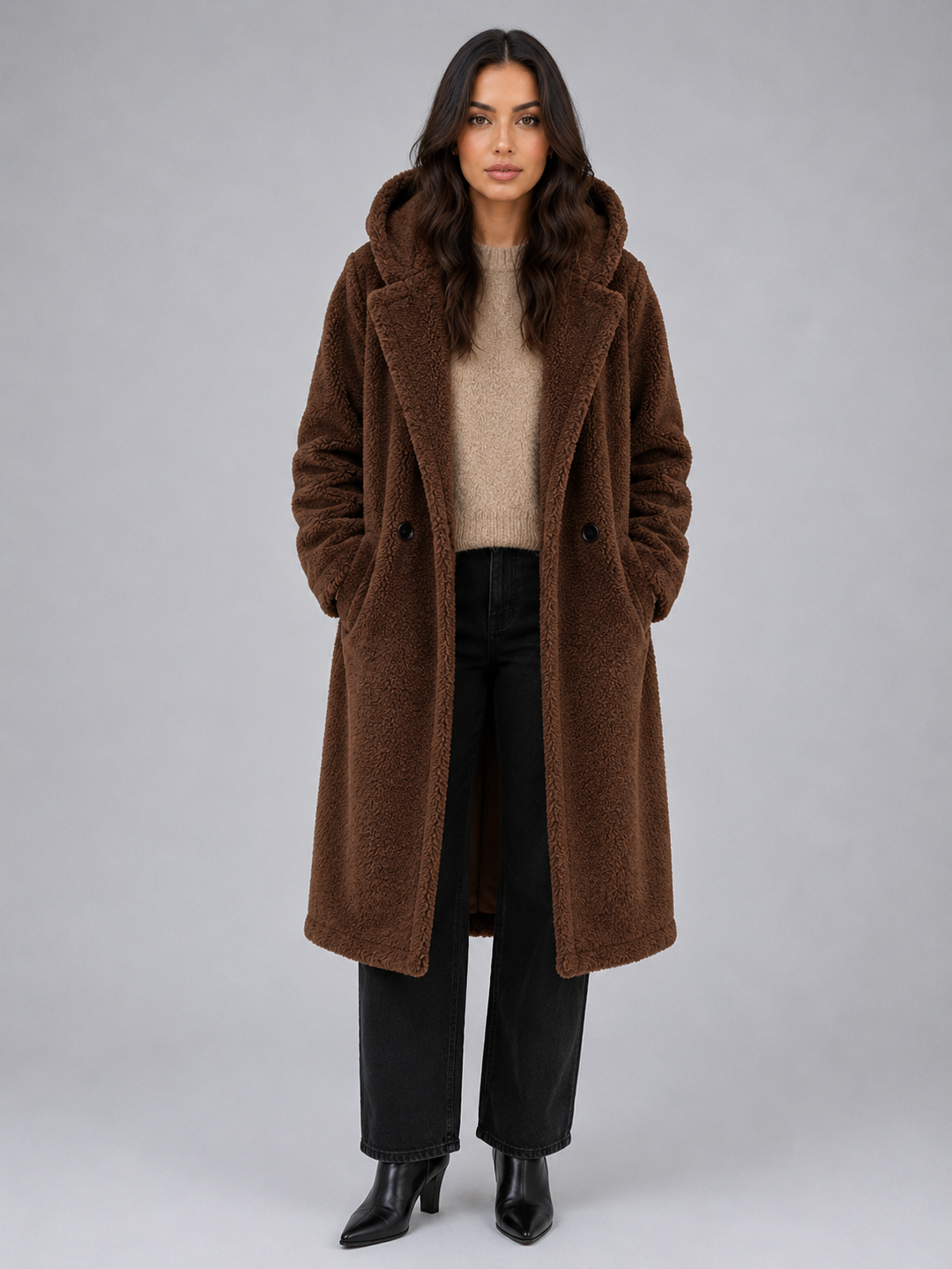 Ada | Effortless Oversized Hooded Faux Fur Coat