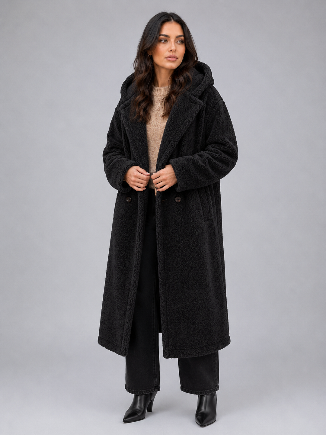 Ada | Effortless Oversized Hooded Faux Fur Coat