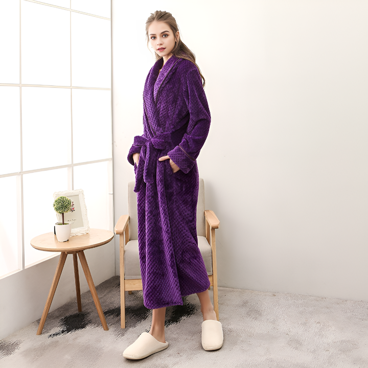 Ada | Refined Long Plush Shawl Collar Ladies Dressing Gown