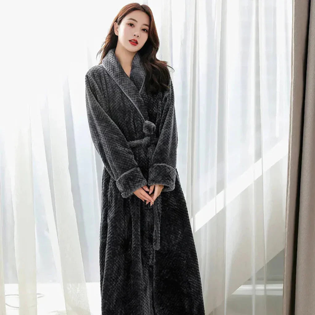 Ada | Refined Long Plush Shawl Collar Ladies Dressing Gown