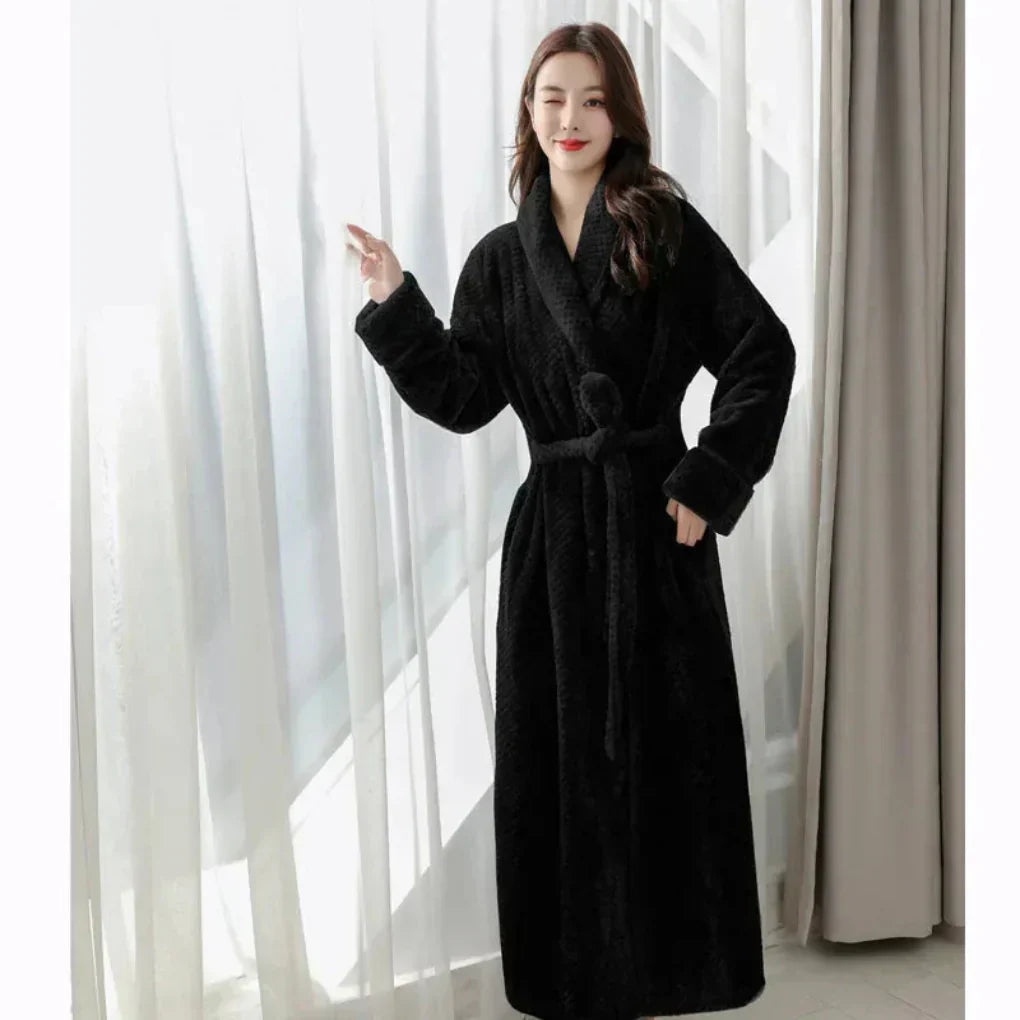 Ada | Refined Long Plush Shawl Collar Ladies Dressing Gown