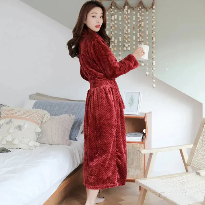 Ada | Refined Long Plush Shawl Collar Ladies Dressing Gown