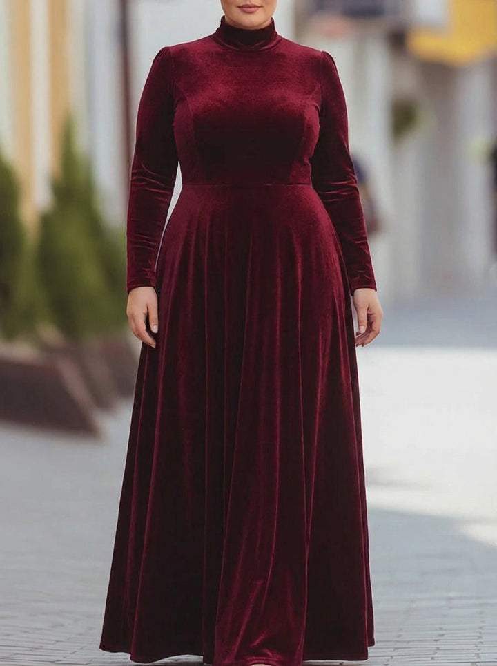 Ada | Relaxed Mock Neck Velvet Maxi Dress