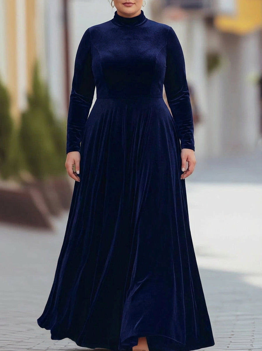 Ada | Relaxed Mock Neck Velvet Maxi Dress