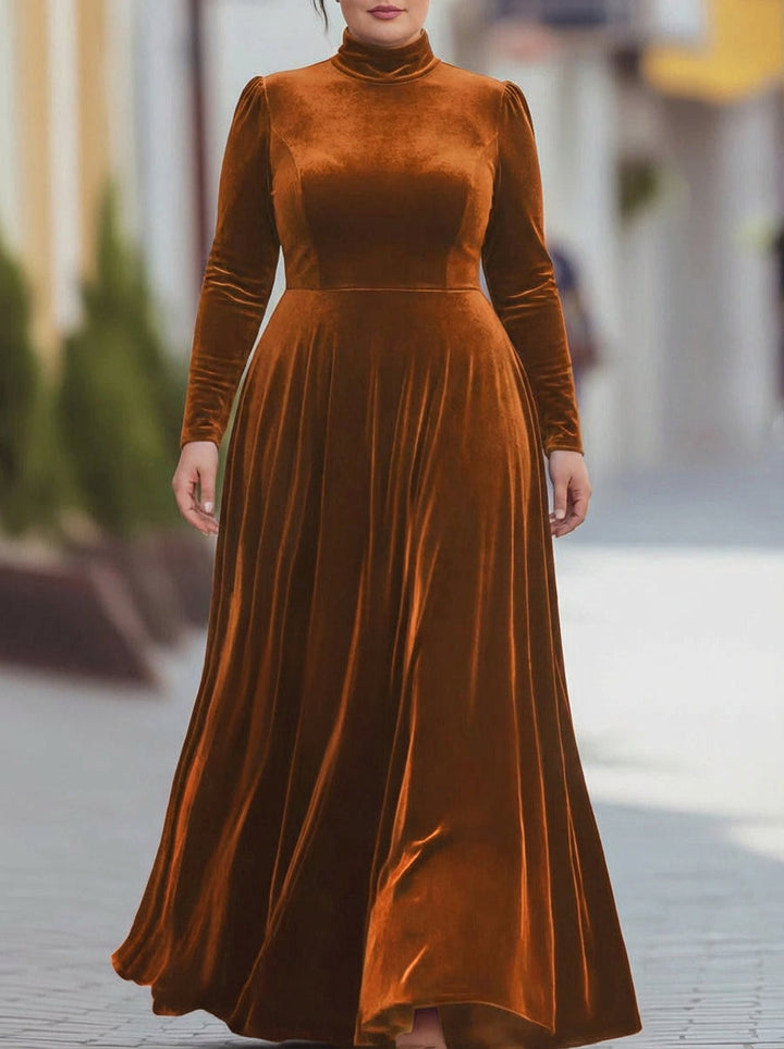 Ada | Relaxed Mock Neck Velvet Maxi Dress
