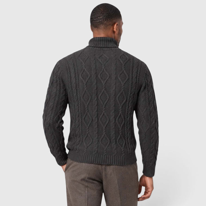 Albert | Polished Cable Roll Neck Mens Knit Jumper