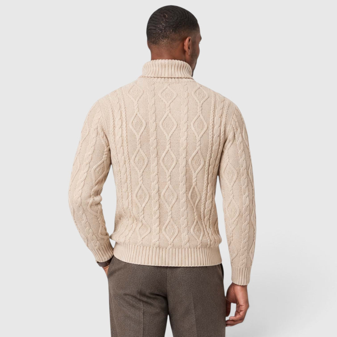 Albert | Polished Cable Roll Neck Mens Knit Jumper