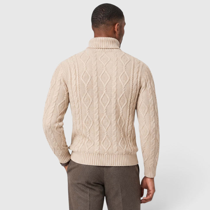Albert | Polished Cable Roll Neck Mens Knit Jumper