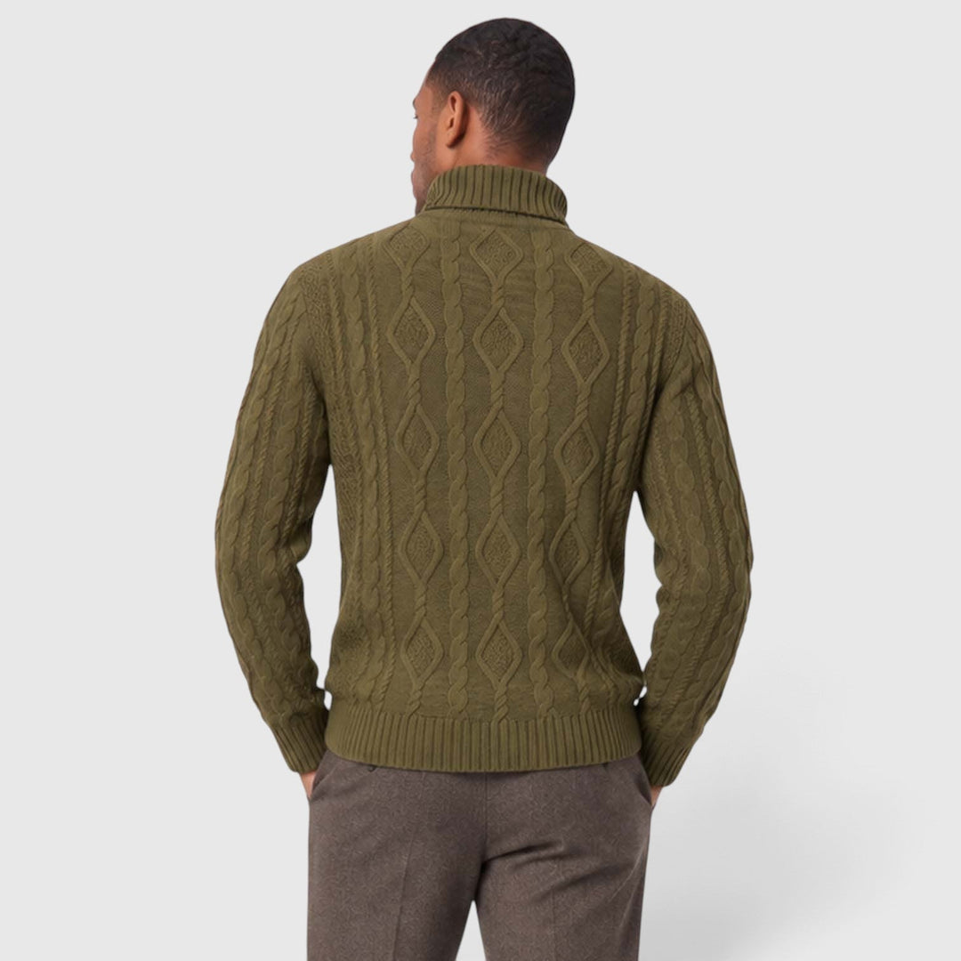 Albert | Polished Cable Roll Neck Mens Knit Jumper