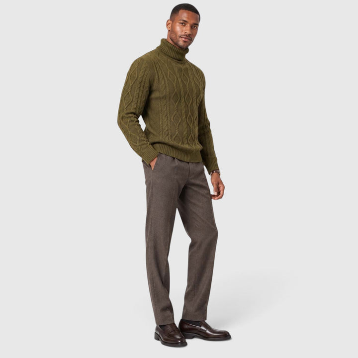 Albert | Polished Cable Roll Neck Mens Knit Jumper