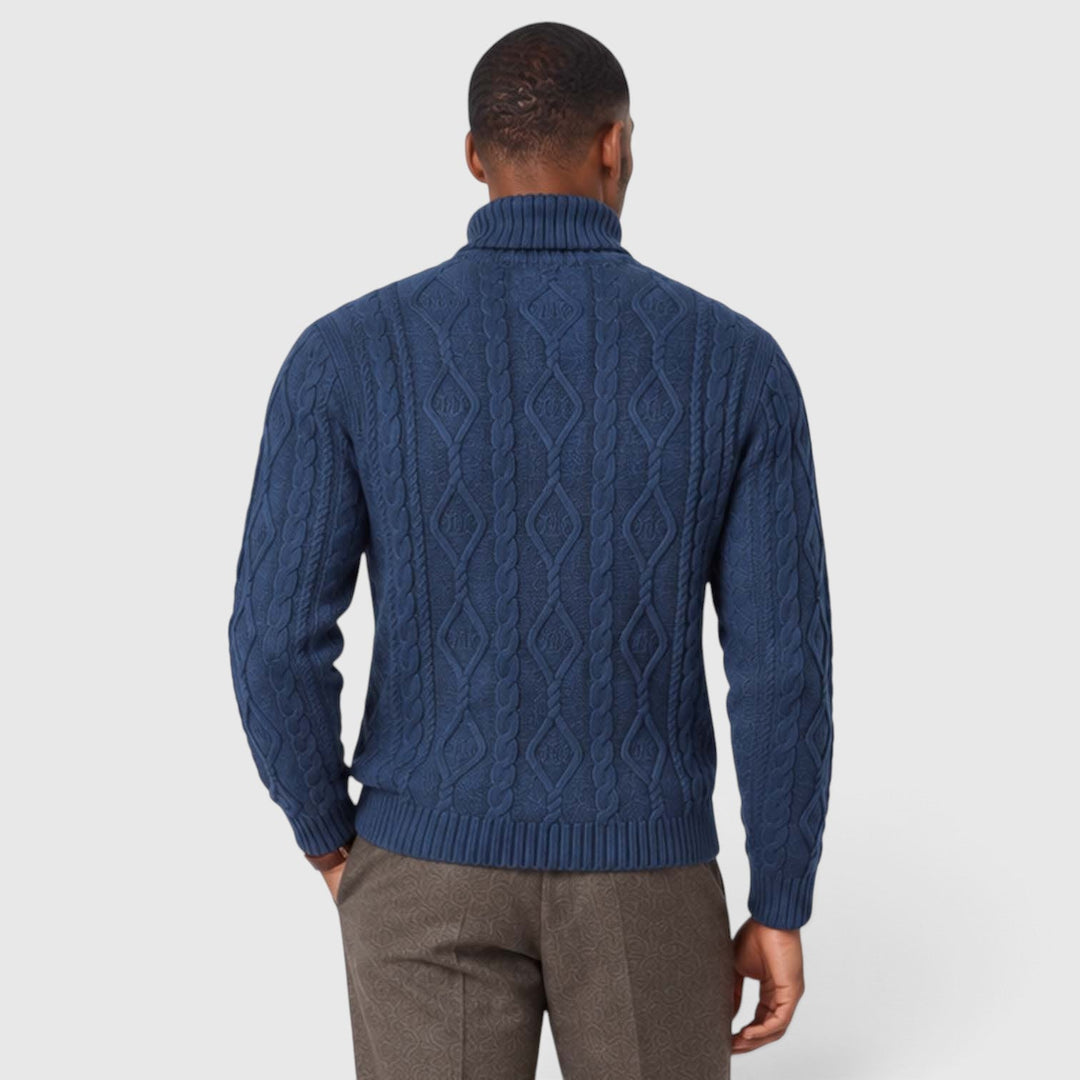 Albert | Polished Cable Roll Neck Mens Knit Jumper