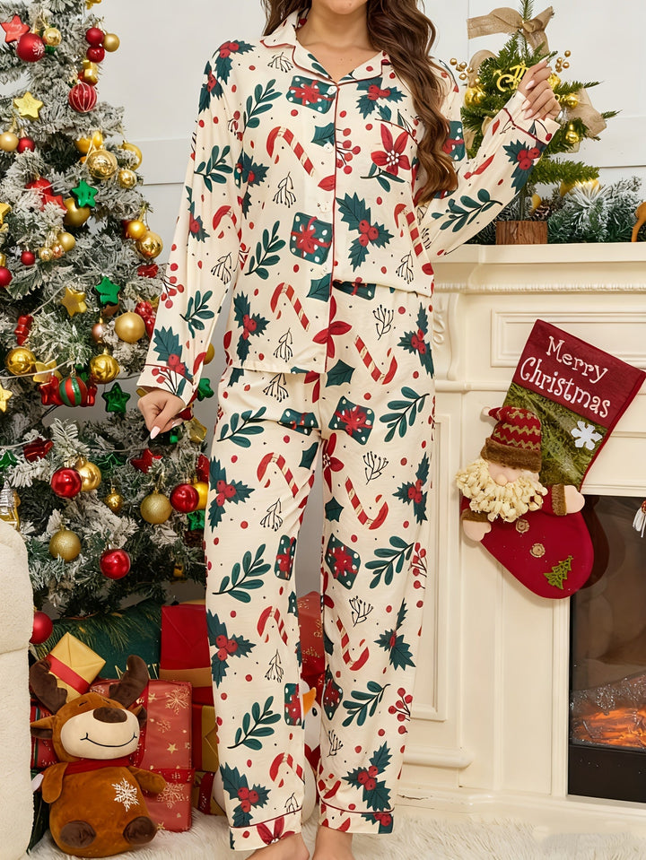 Alice | Relaxed Candy Cane Print Xmas Pyjamas Set
