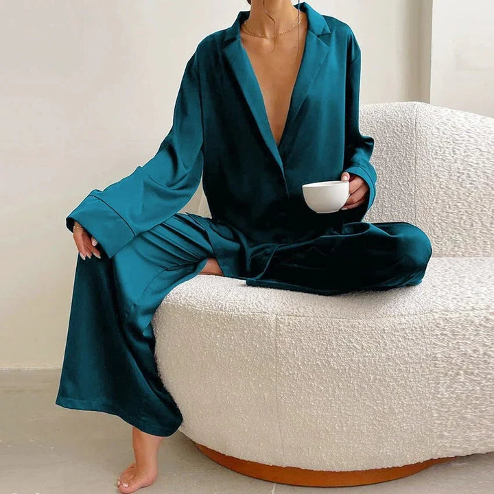 Alice | Stylish Long Sleeve Wide Leg Ladies Pyjamas