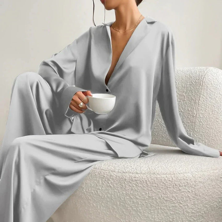 Alice | Stylish Long Sleeve Wide Leg Ladies Pyjamas