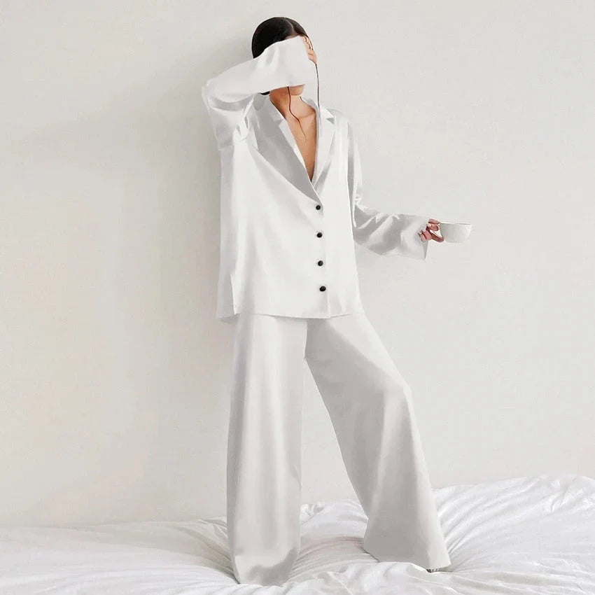 Alice | Stylish Long Sleeve Wide Leg Ladies Pyjamas