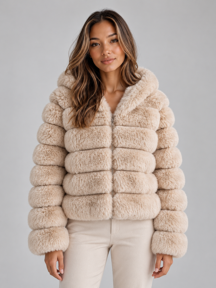Amelia | Cosy Cropped Hooded Faux Fur Coat