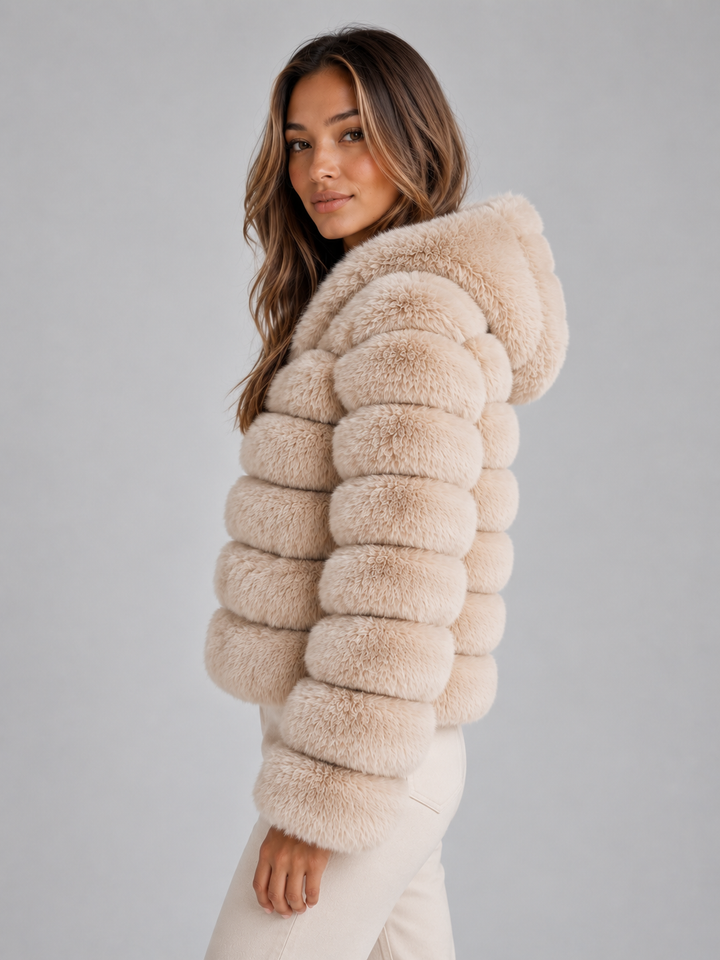 Amelia | Cosy Cropped Hooded Faux Fur Coat