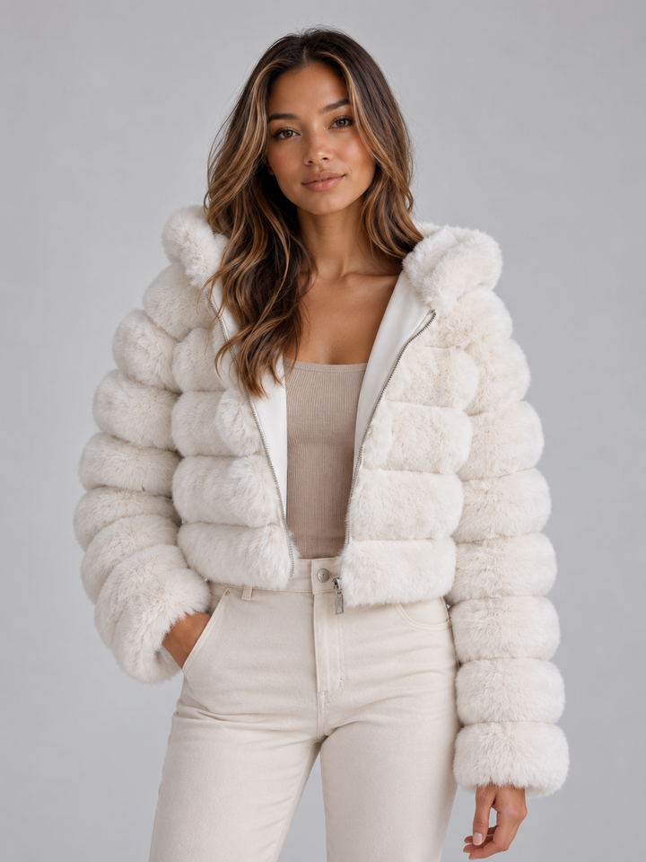 Amelia | Cosy Cropped Hooded Faux Fur Coat