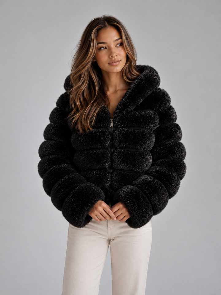 Amelia | Cosy Cropped Hooded Faux Fur Coat