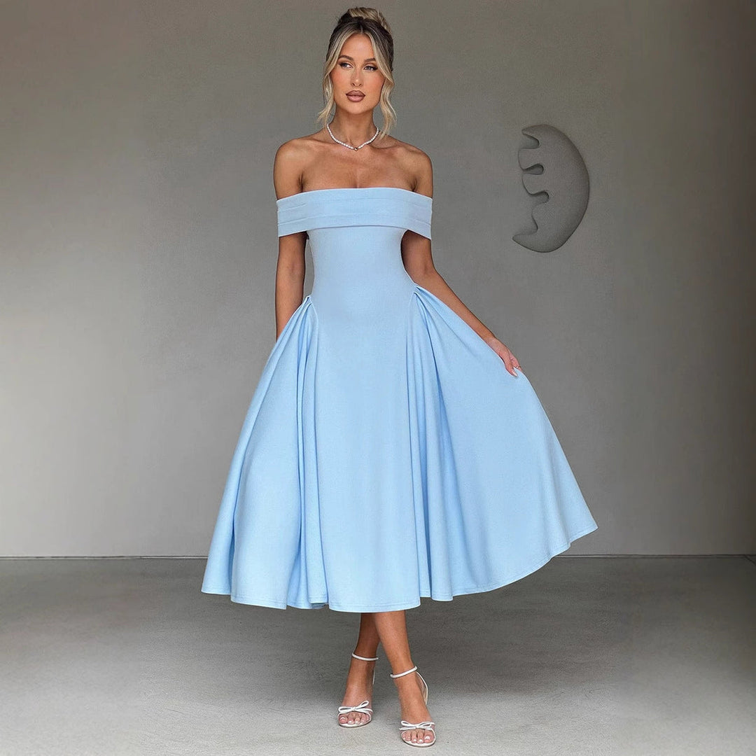 Amelia | Elegant Off-Shoulder Midi Christmas Party Dress