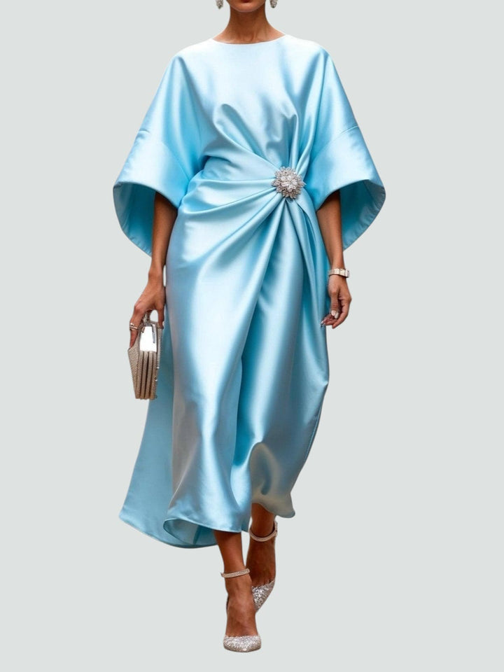 Amelie | Cosy Draped Batwing Christmas Party Midi Dress