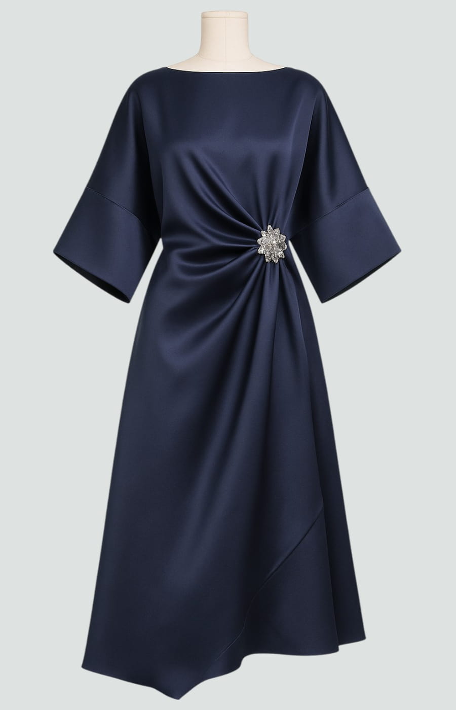 Amelie | Cosy Draped Batwing Christmas Party Midi Dress