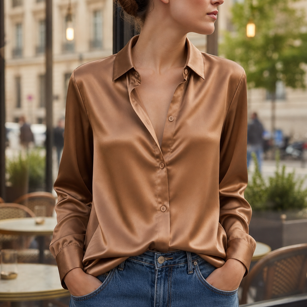 Amelie | Timeless Collared Long Sleeve Party Top