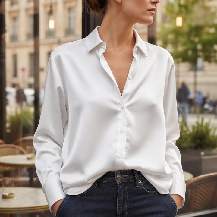 Amelie | Timeless Collared Long Sleeve Party Top