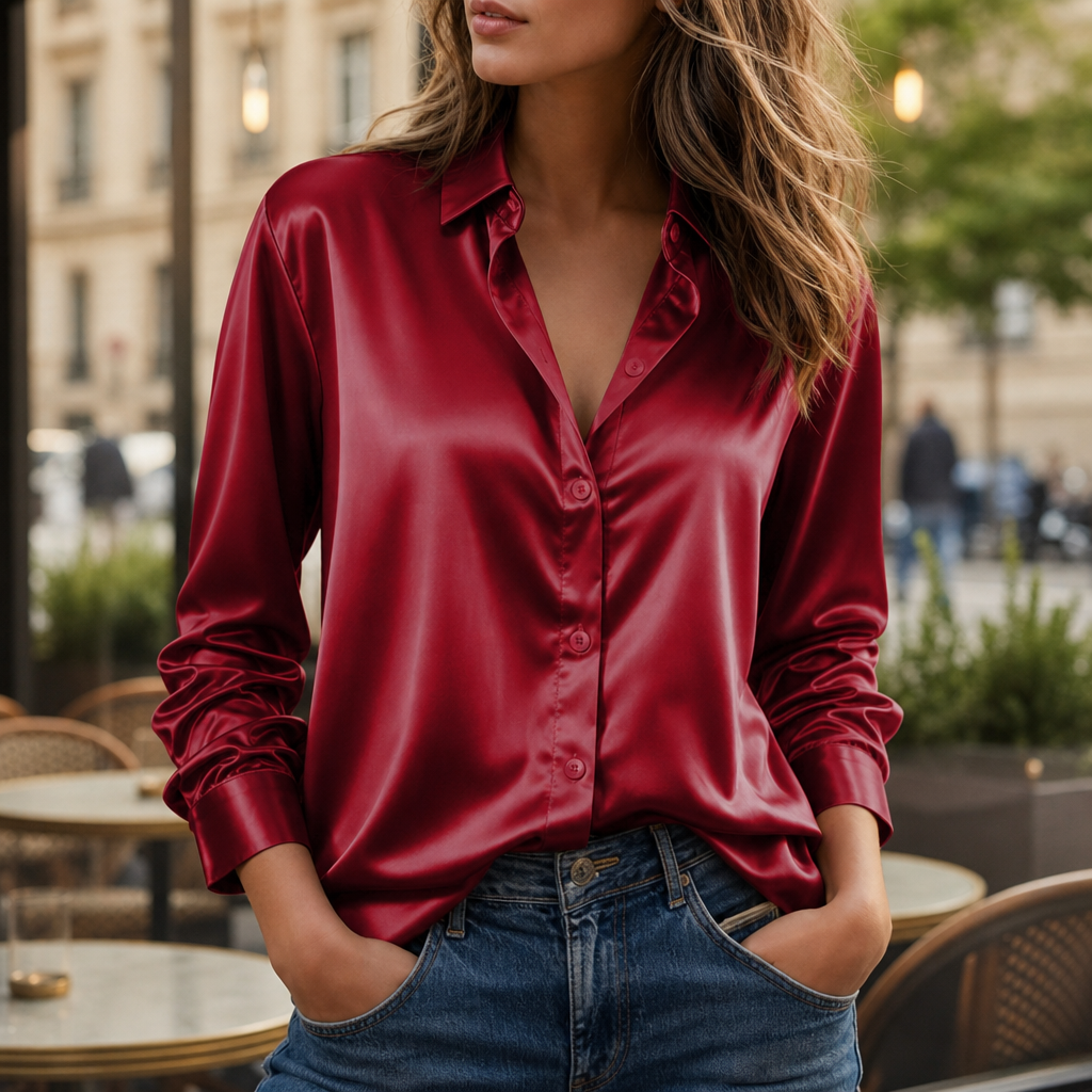 Amelie | Timeless Collared Long Sleeve Party Top