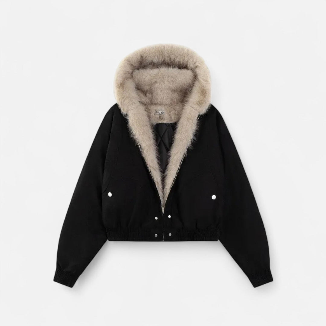 Amelie | Timeless Cropped Faux Fur Coat with Hood