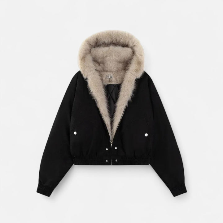 Amelie | Timeless Cropped Faux Fur Coat with Hood