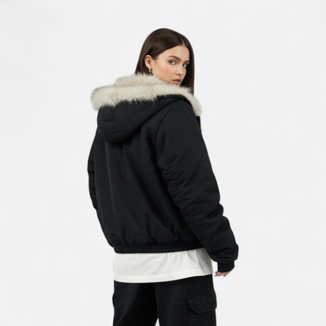 Amelie | Timeless Cropped Faux Fur Coat with Hood