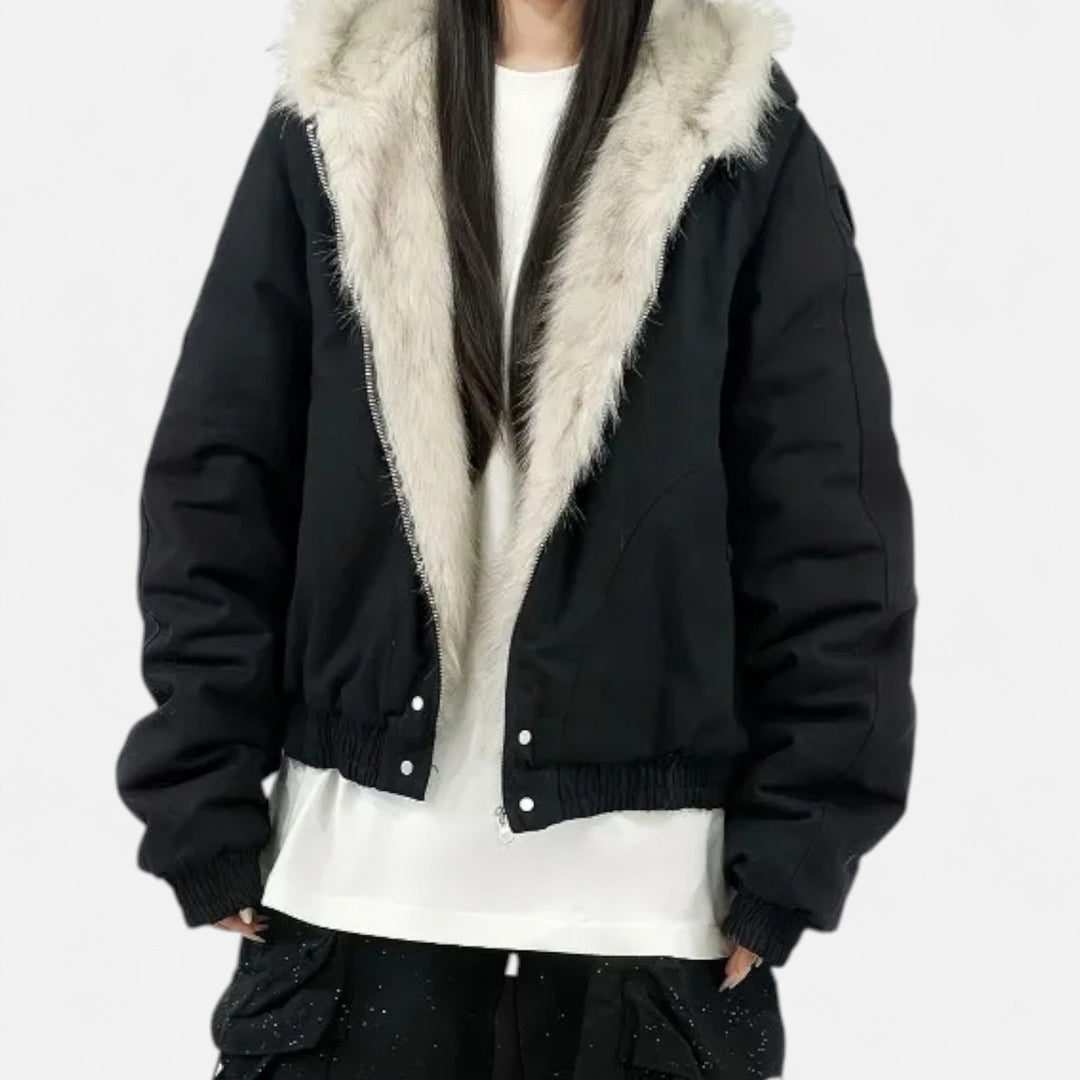 Amelie | Timeless Cropped Faux Fur Coat with Hood