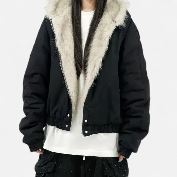 Amelie | Timeless Cropped Faux Fur Coat with Hood