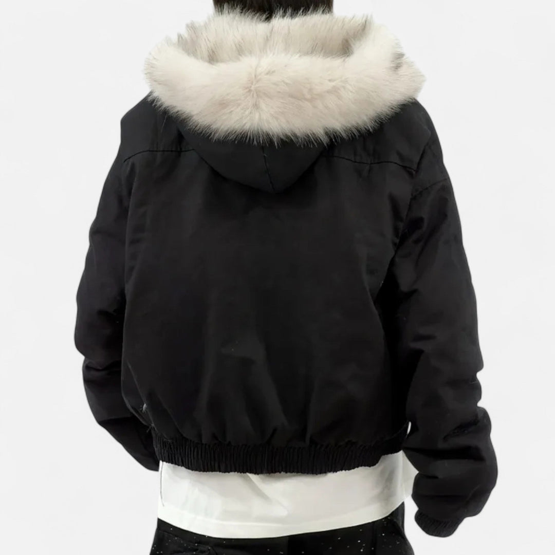 Amelie | Timeless Cropped Faux Fur Coat with Hood