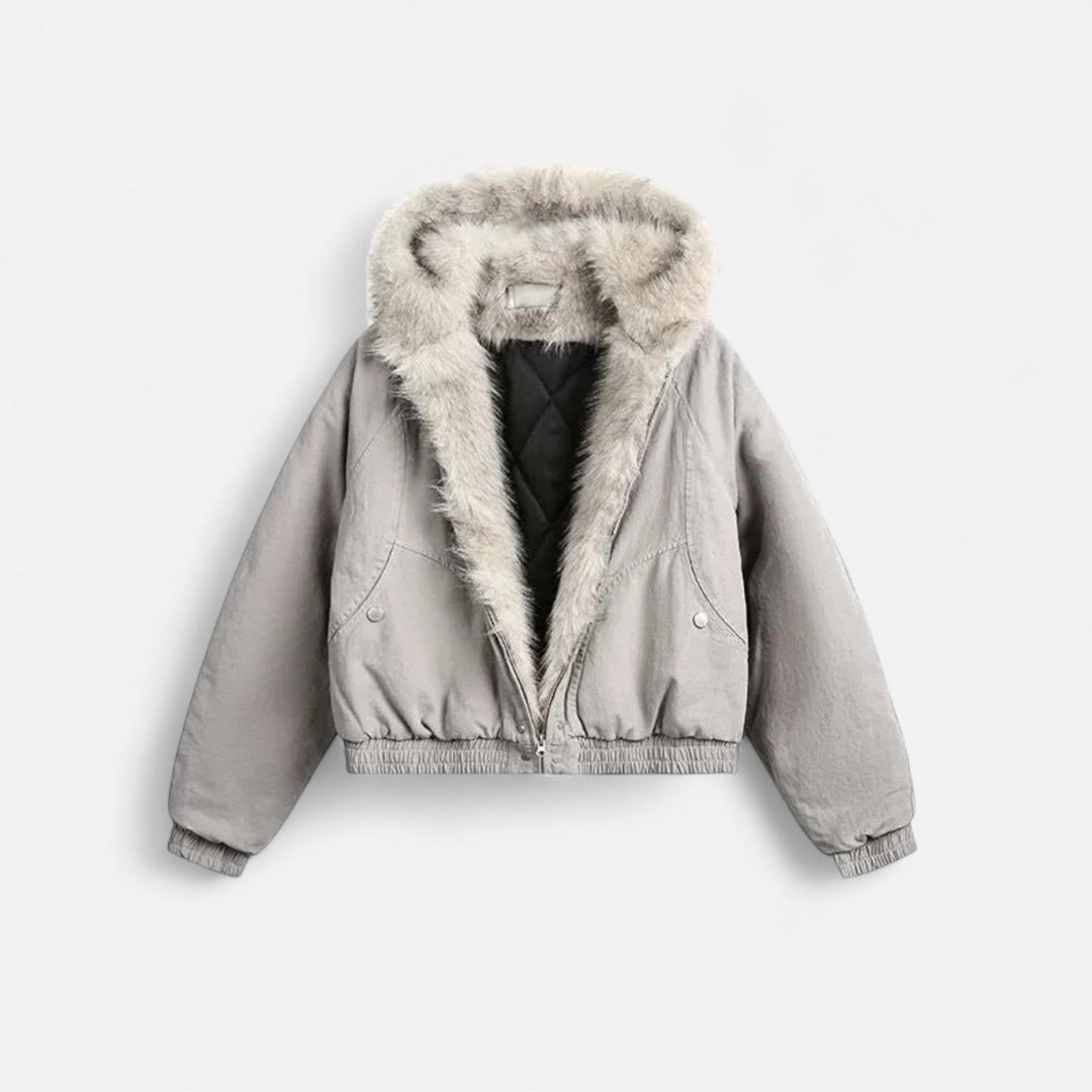Amelie | Timeless Cropped Faux Fur Coat with Hood