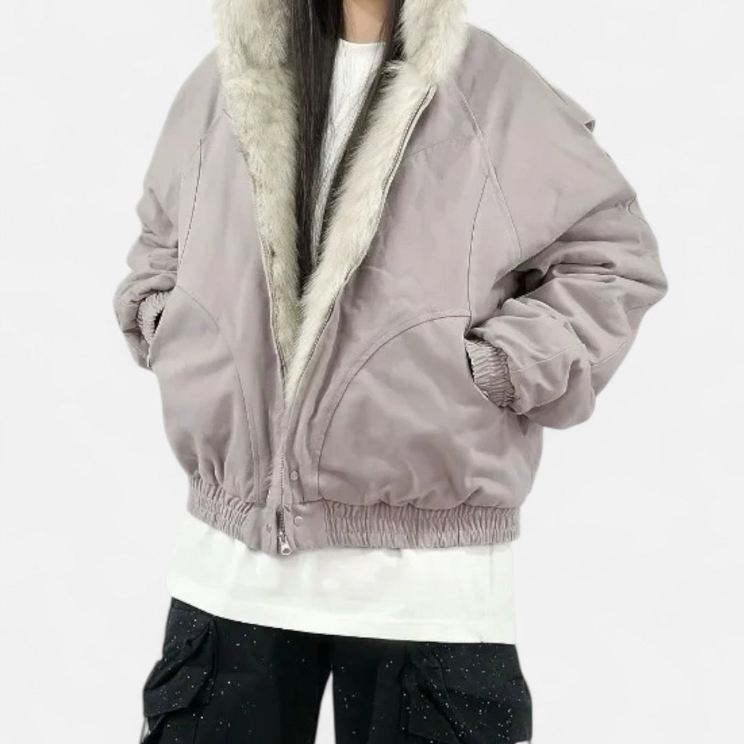 Amelie | Timeless Cropped Faux Fur Coat with Hood