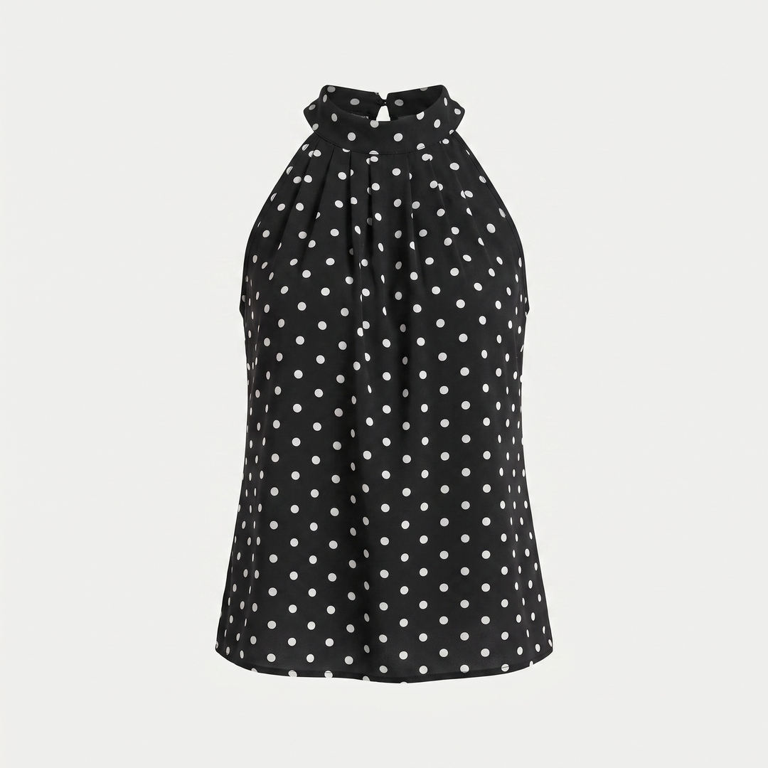 Arabella | Graceful Polka Dot High Neck Party Top