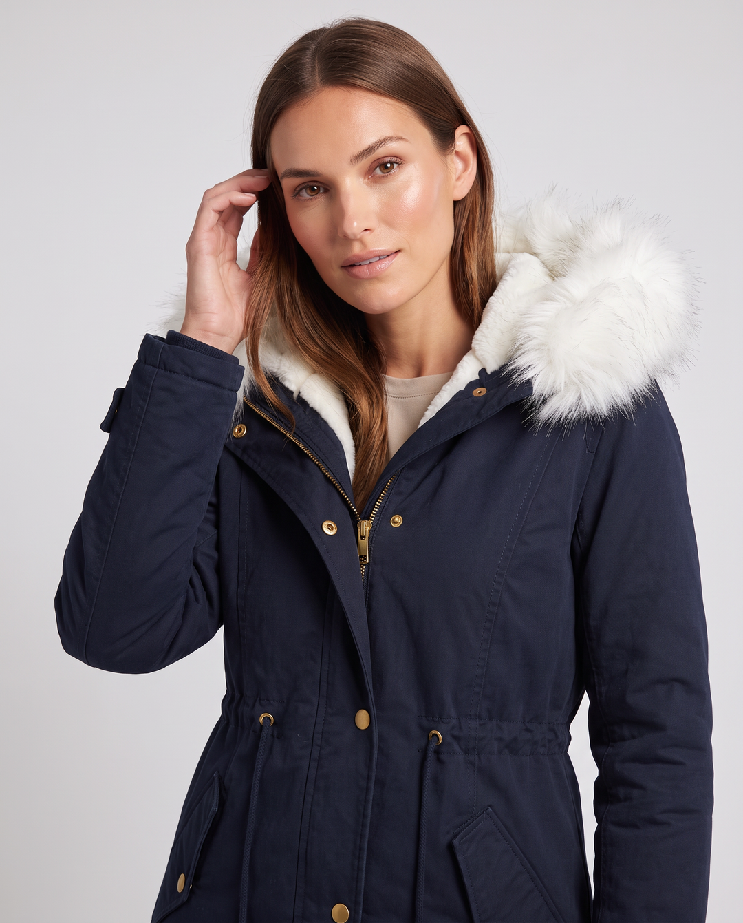 Arabella | Polished Faux Fur Coat Hooded Parka