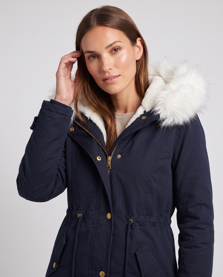 Arabella | Polished Faux Fur Coat Hooded Parka
