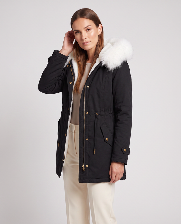 Arabella | Polished Faux Fur Coat Hooded Parka