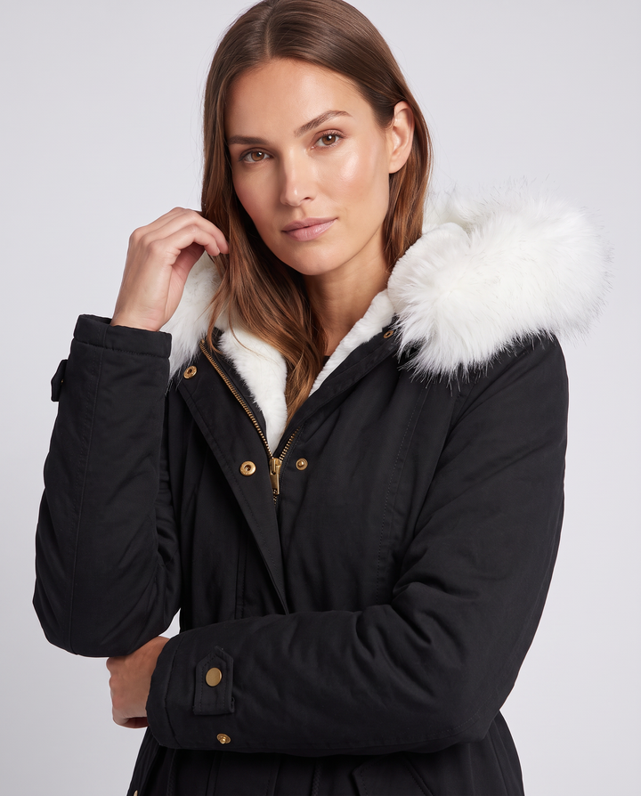 Arabella | Polished Faux Fur Coat Hooded Parka