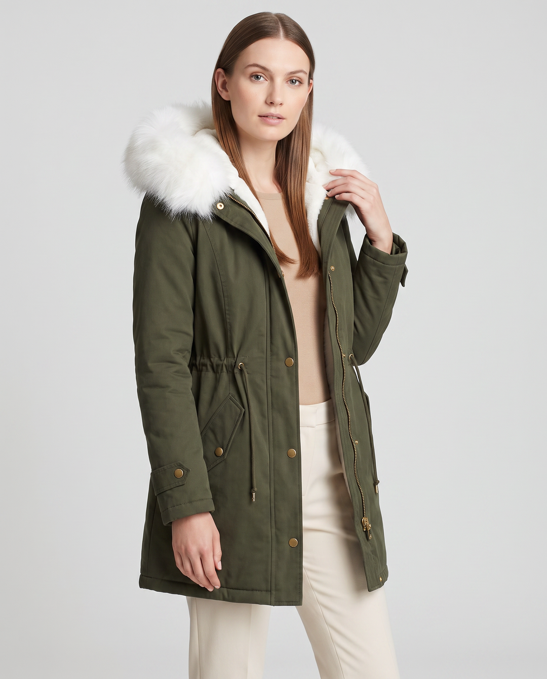 Arabella | Polished Faux Fur Coat Hooded Parka