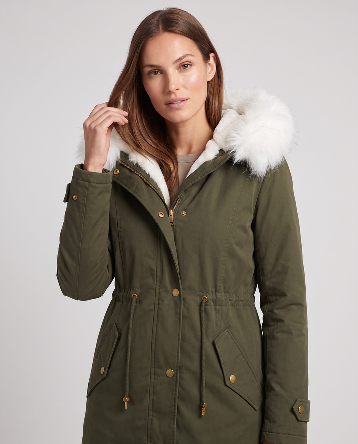 Arabella | Polished Faux Fur Coat Hooded Parka