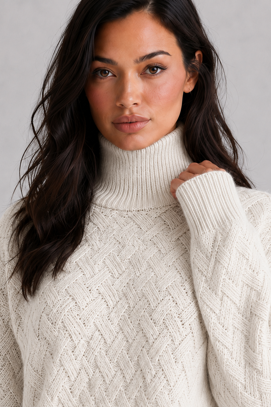 Arabella | Refined Textured Roll Neck Womens Knit Jumper