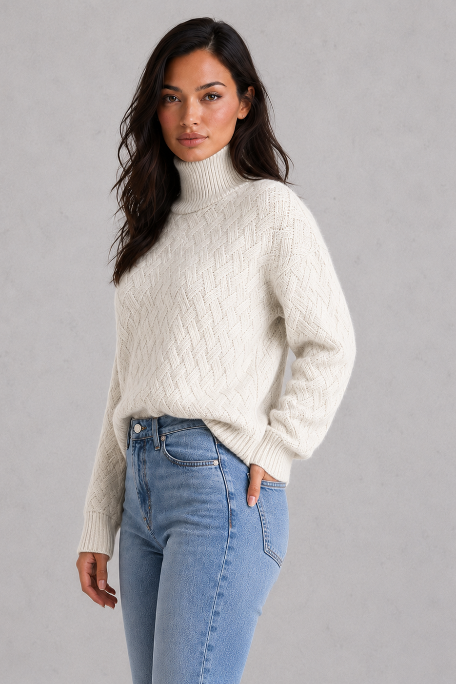 Arabella | Refined Textured Roll Neck Womens Knit Jumper