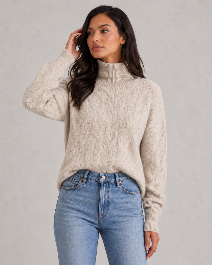 Arabella | Refined Textured Roll Neck Womens Knit Jumper