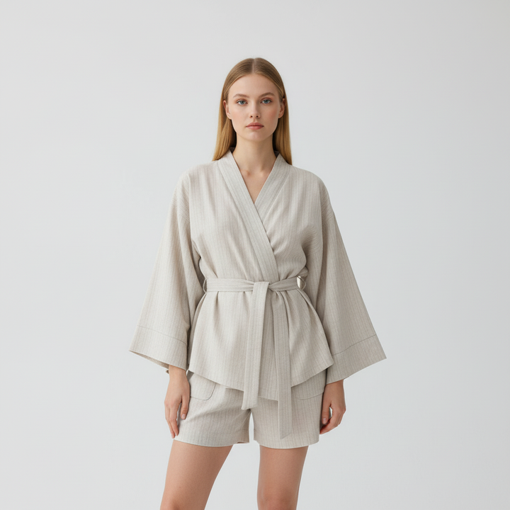 Aria | Chic Belted Kimono Ladies Dressing Gowns with Shorts