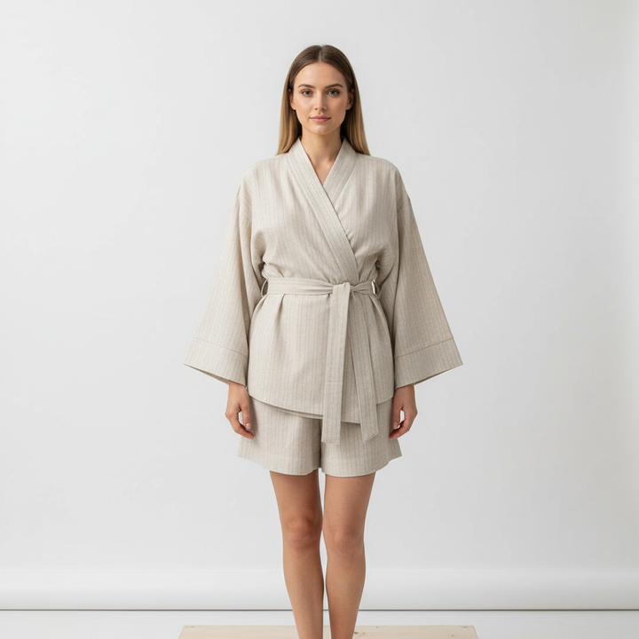 Aria | Chic Belted Kimono Ladies Dressing Gowns with Shorts